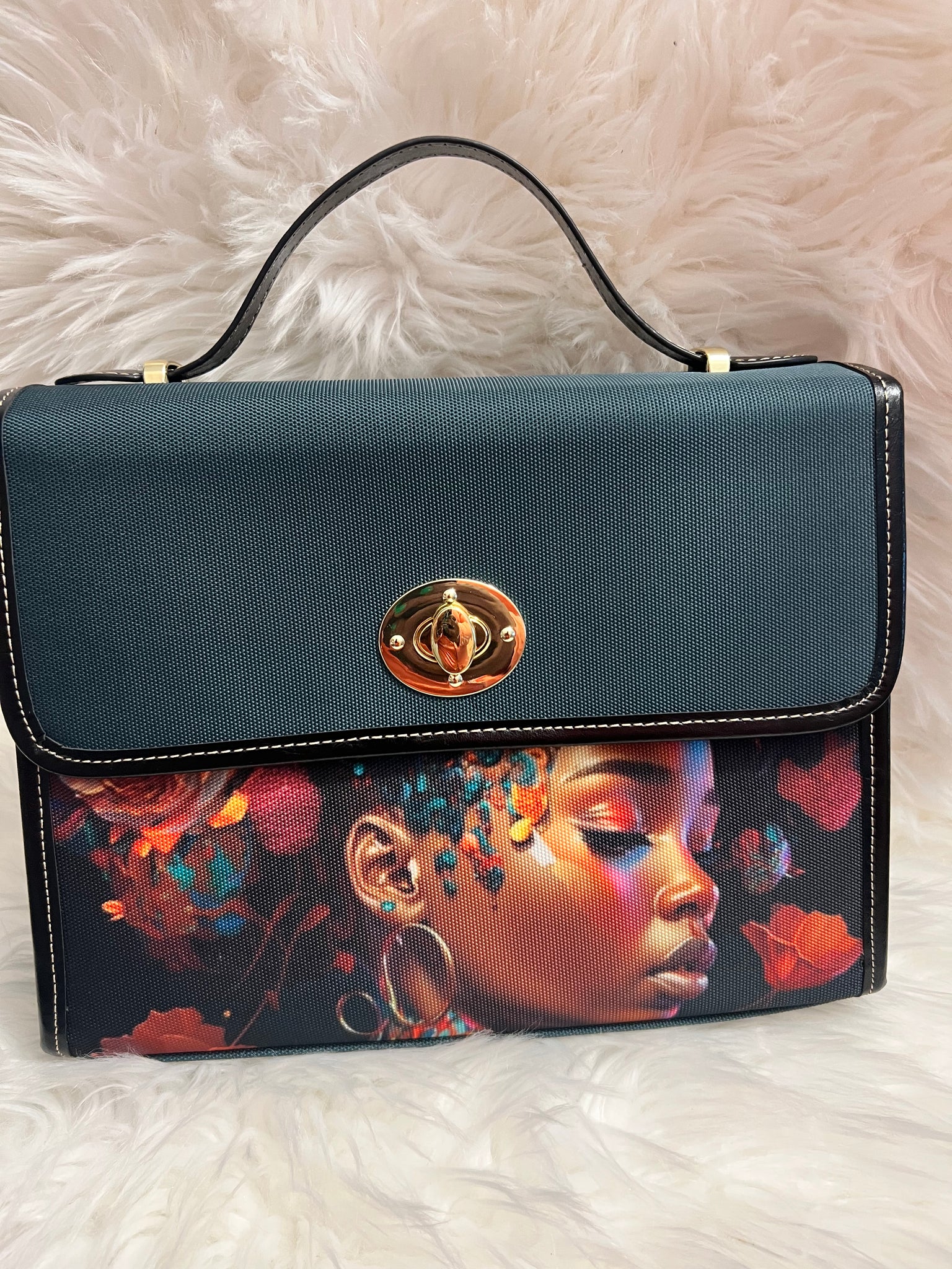Black girls with flowers bag