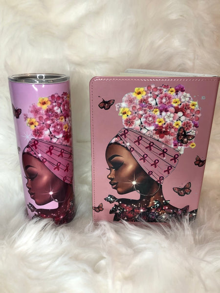 Breast cancer tumbler and journal