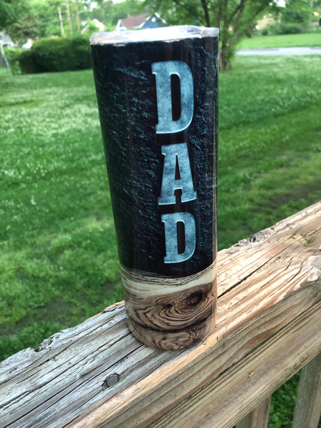 20 oz Dad tumbler with wood piece