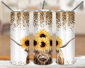 Cow with glitter sunflowers